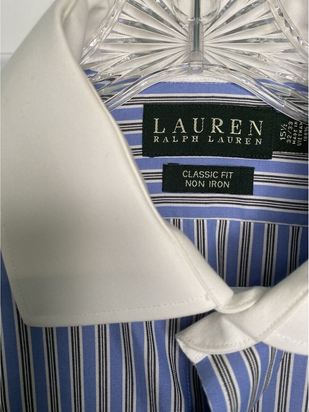 Lauren Ralph Lauren Men's Dress Shirt Blue Classic Fit Non-Iron 15.5 32/33 - Picture 2 of 6